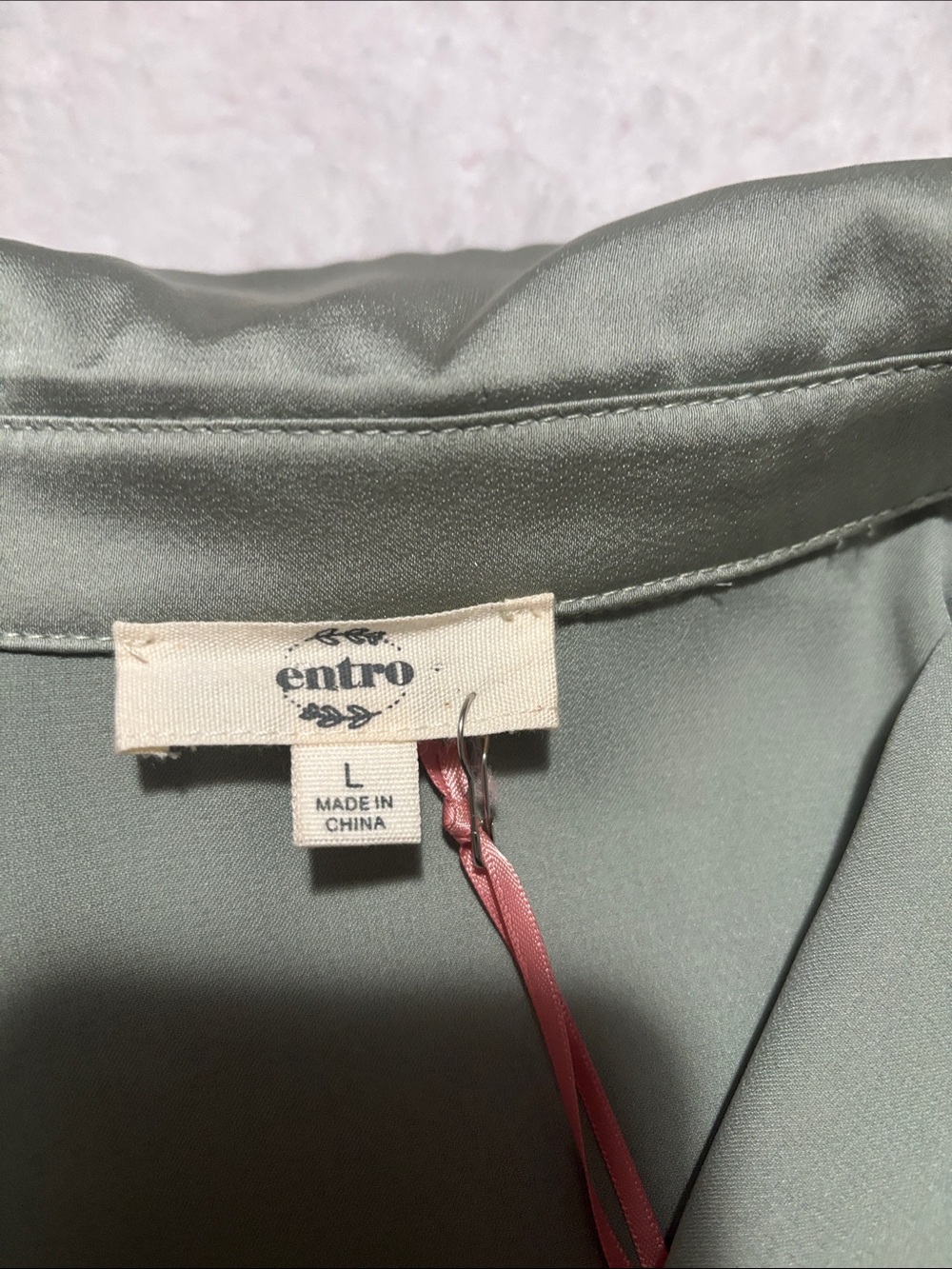 entro Satin Faux-Wrap Mini Dress in Sage - Picture 4 of 12